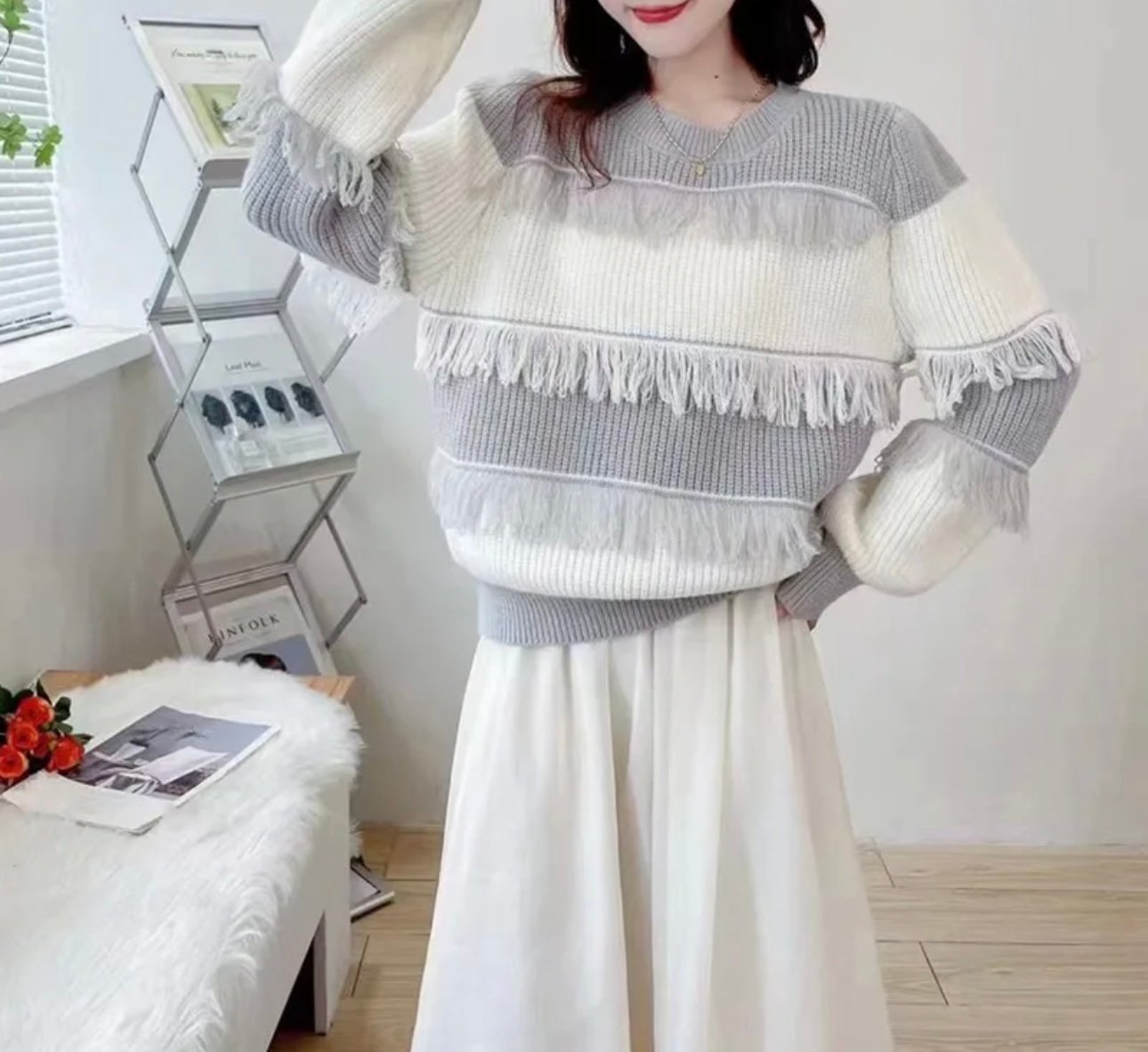 "GINA" FRINGE SWEATER - Image 2