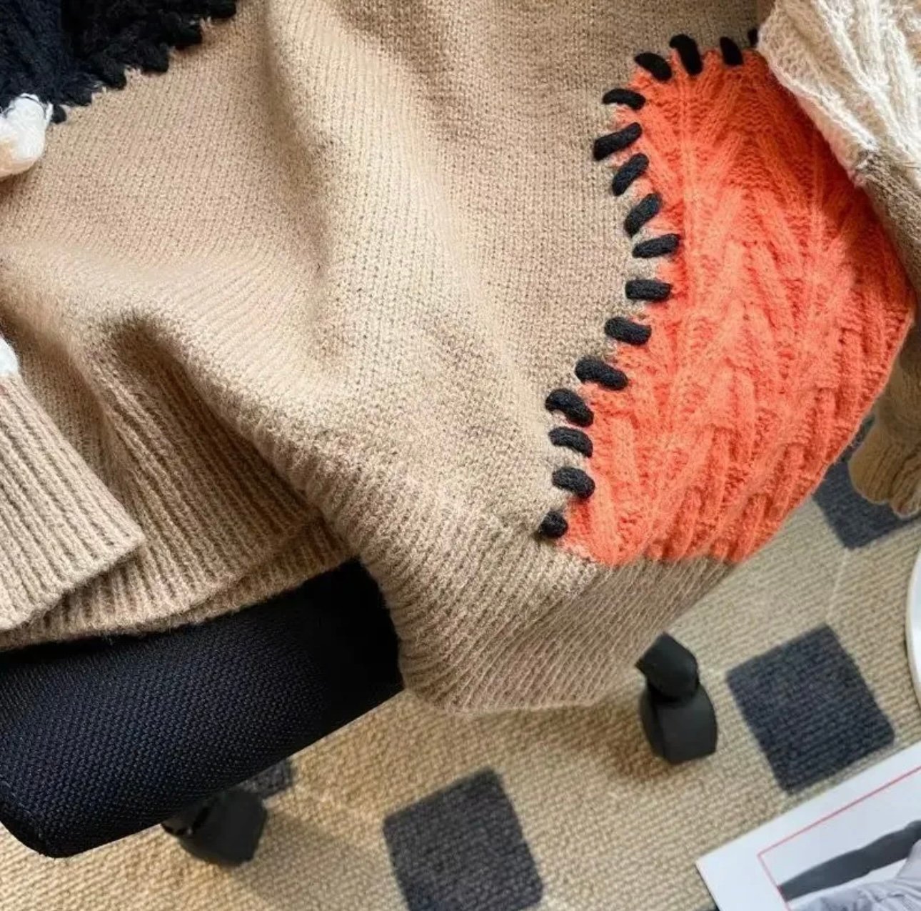 "NINA" CHUNKY COLOUR BLOCK SWEATER - Image 2