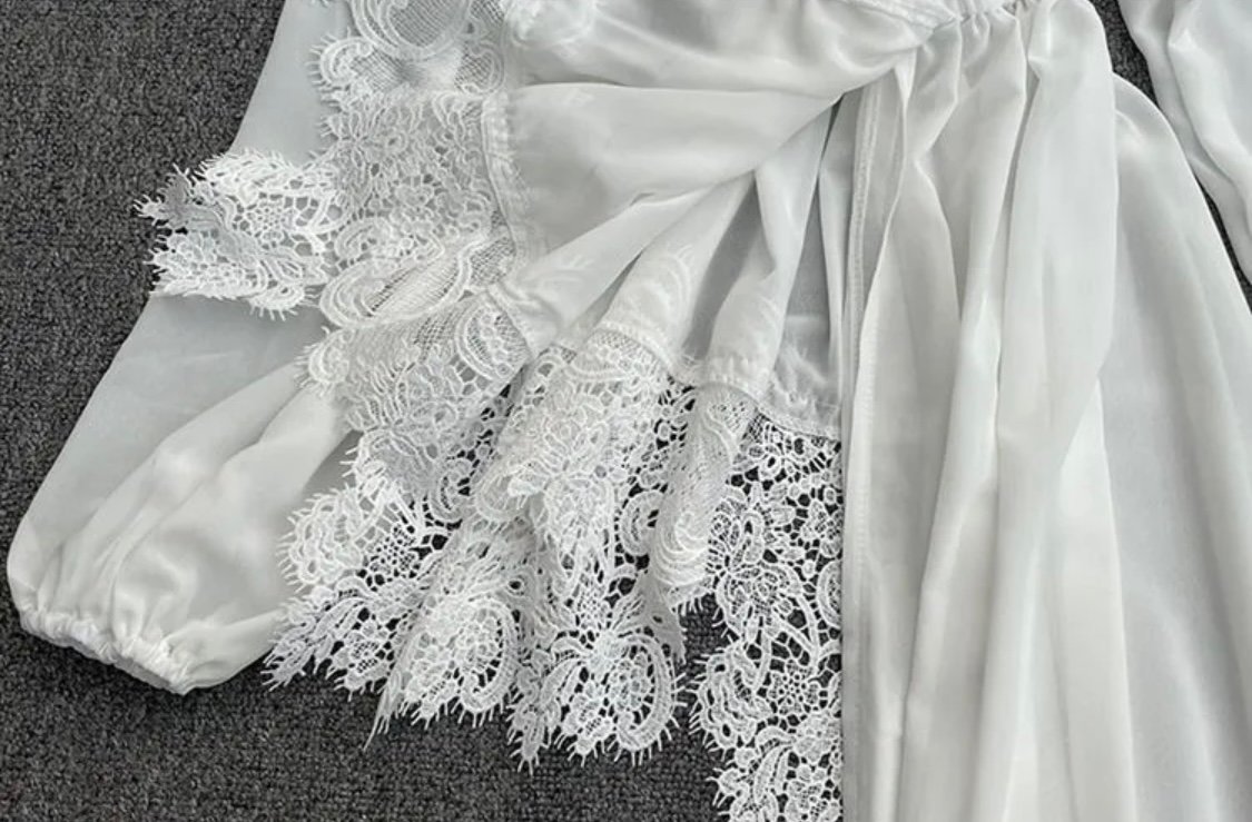 ASYMMETRICAL LACE TRIM BLOUSE - Image 9