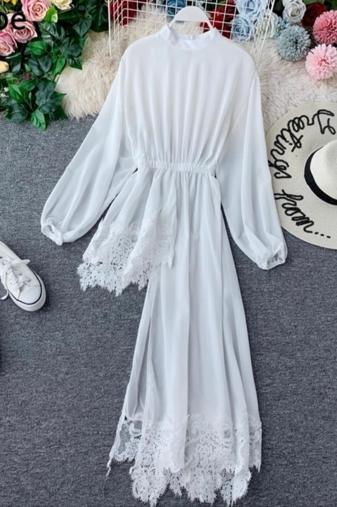 ASYMMETRICAL LACE TRIM BLOUSE