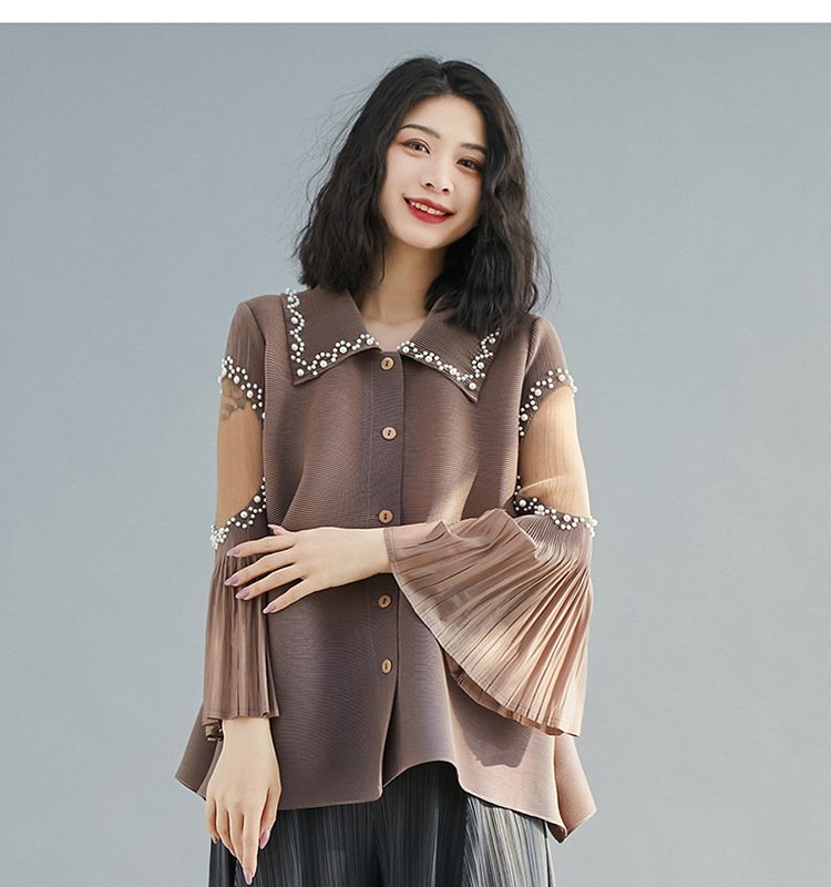 "NOAH" PLEATED & EMBELLISHED TOP - Image 3
