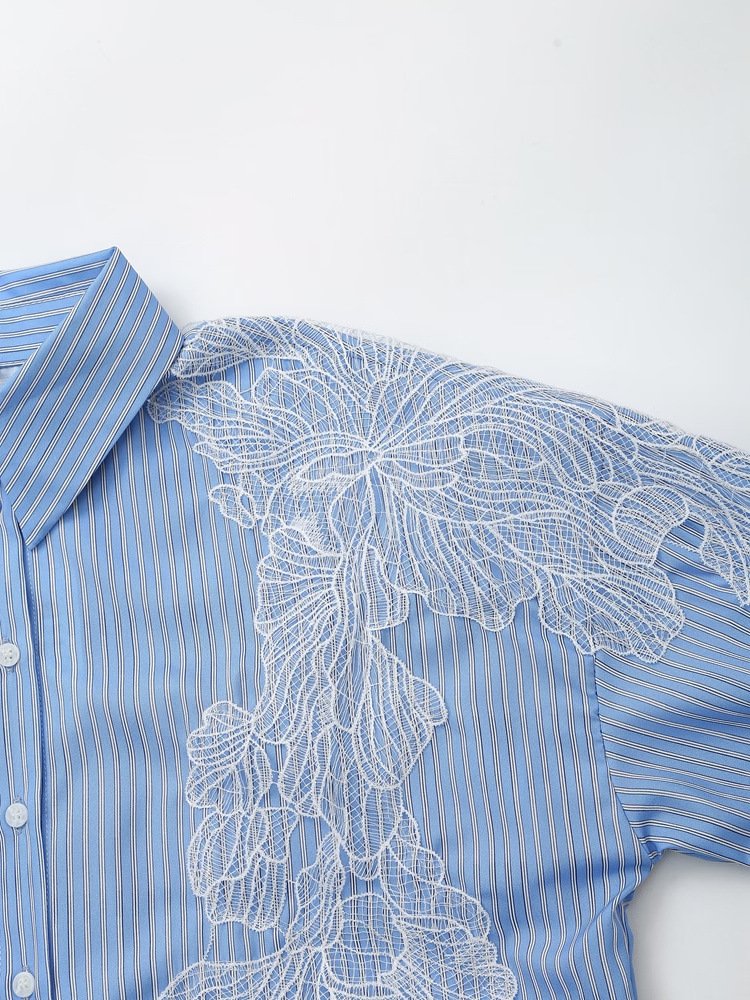 "KIRA" STRIPED SHIRT WITH FLORAL EMBROIDERY - Image 2