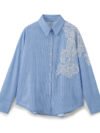 "KIRA" STRIPED SHIRT WITH FLORAL EMBROIDERY