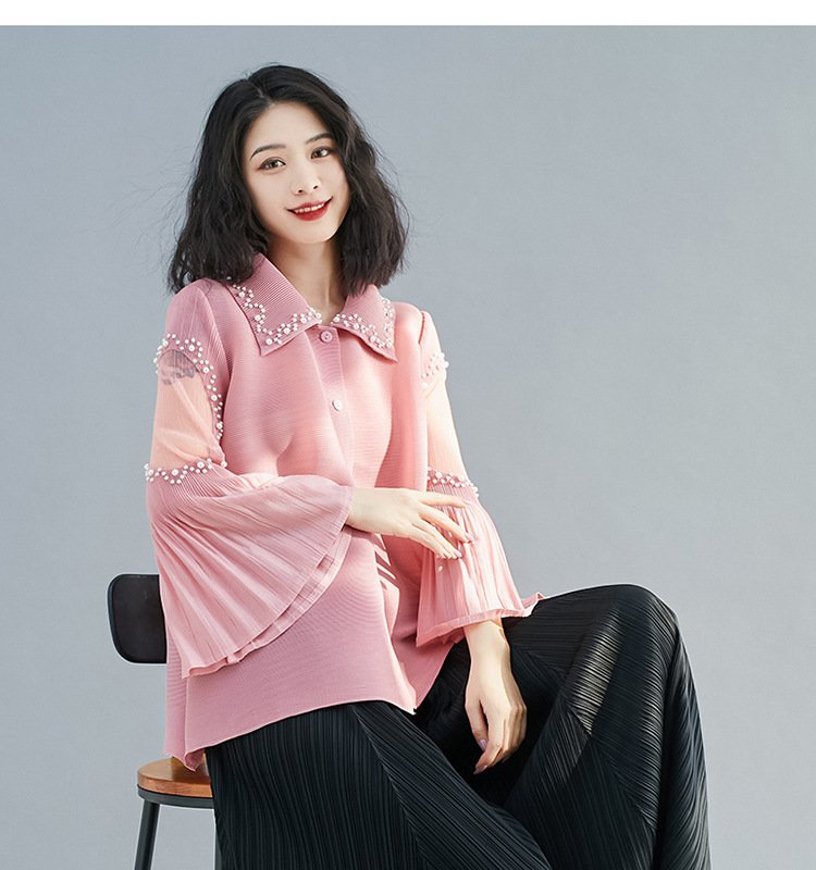 "NOAH" PLEATED & EMBELLISHED TOP - Image 2