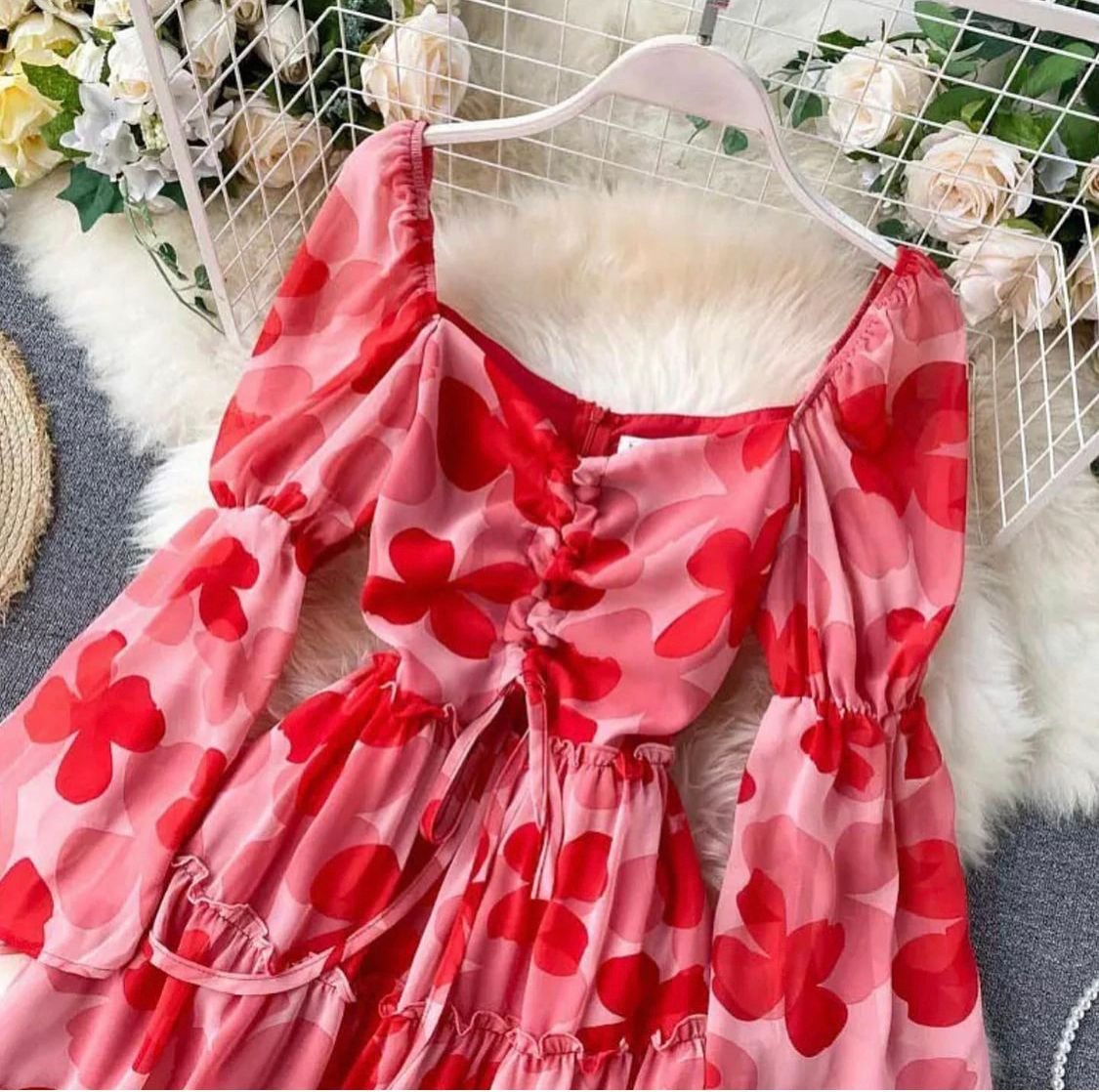 Red Floral Dress - Image 3